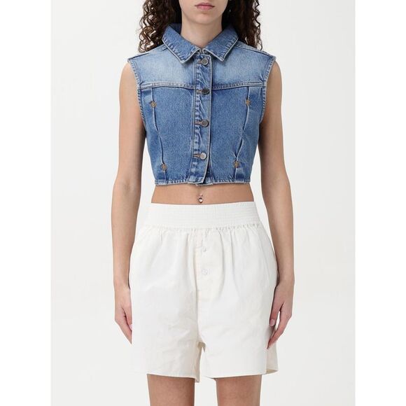 Daily Paper Waistcoat Woman Gnawed Blue